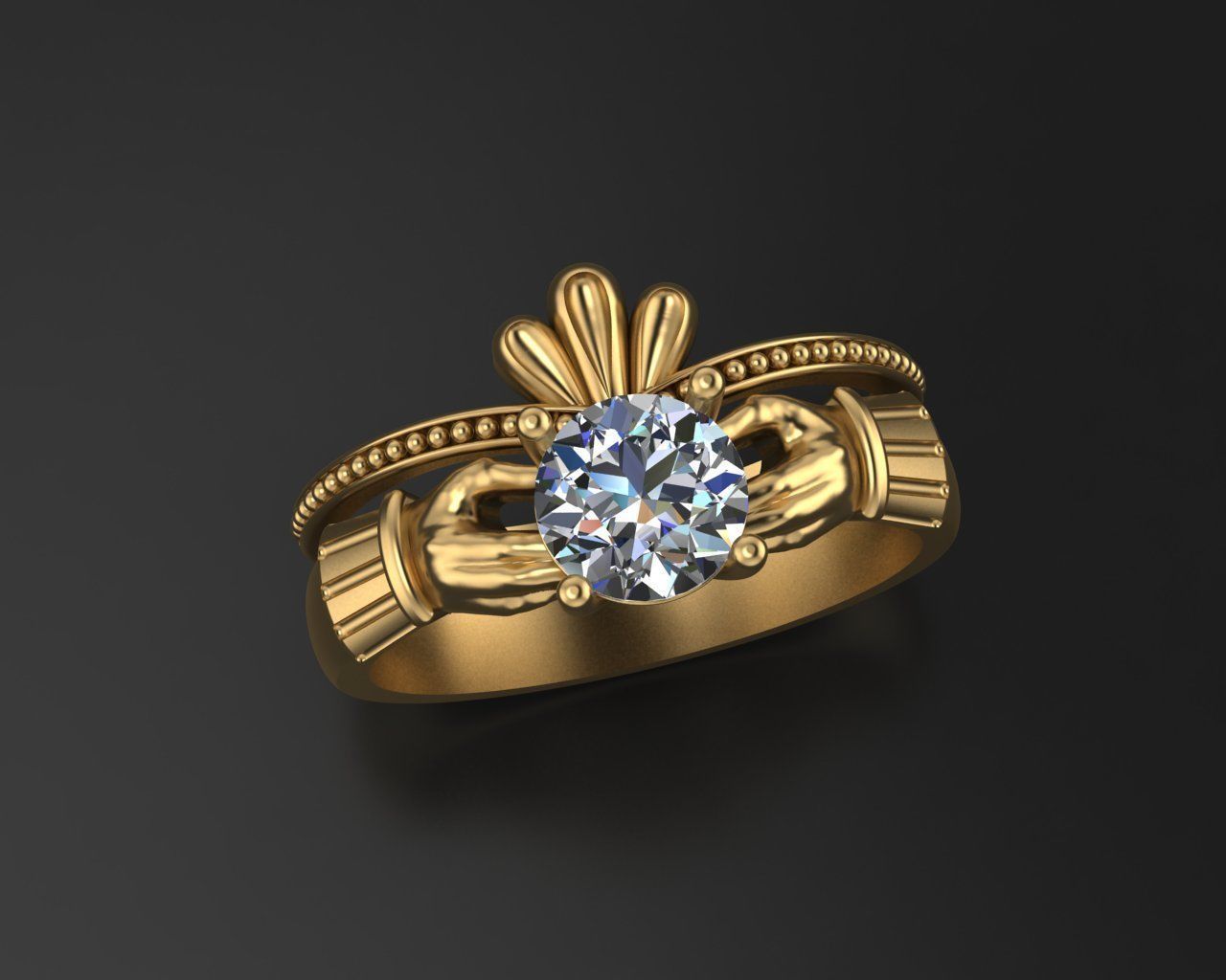 Claddagh ring 3D print model_2