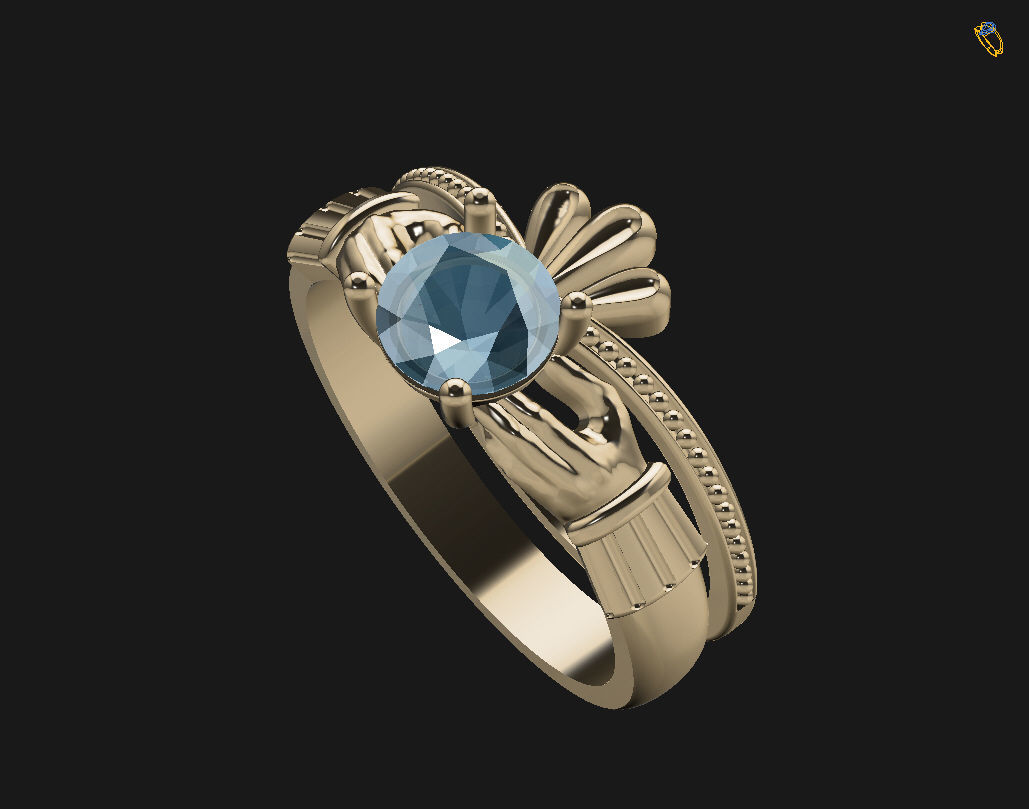 Claddagh ring 3D print model_20