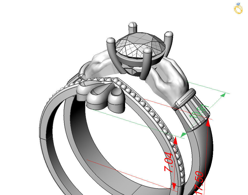Claddagh ring 3D print model_6