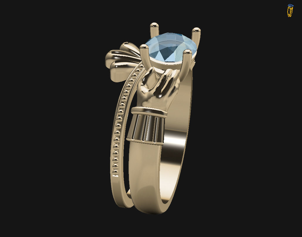 Claddagh ring 3D print model_19
