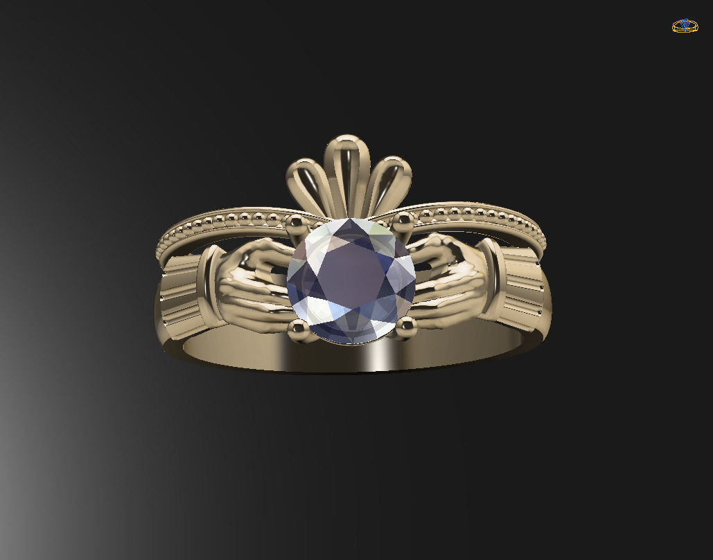 Claddagh ring 3D print model_16