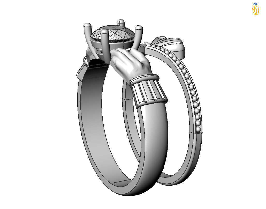 Claddagh ring 3D print model_10