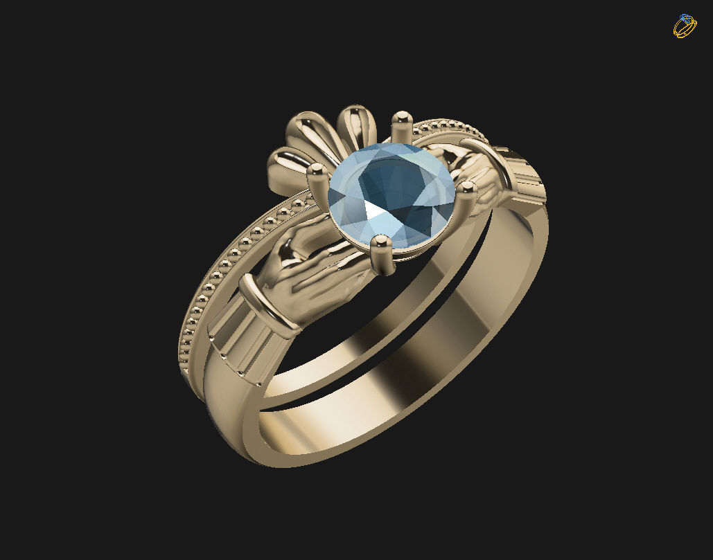 Claddagh ring 3D print model_18