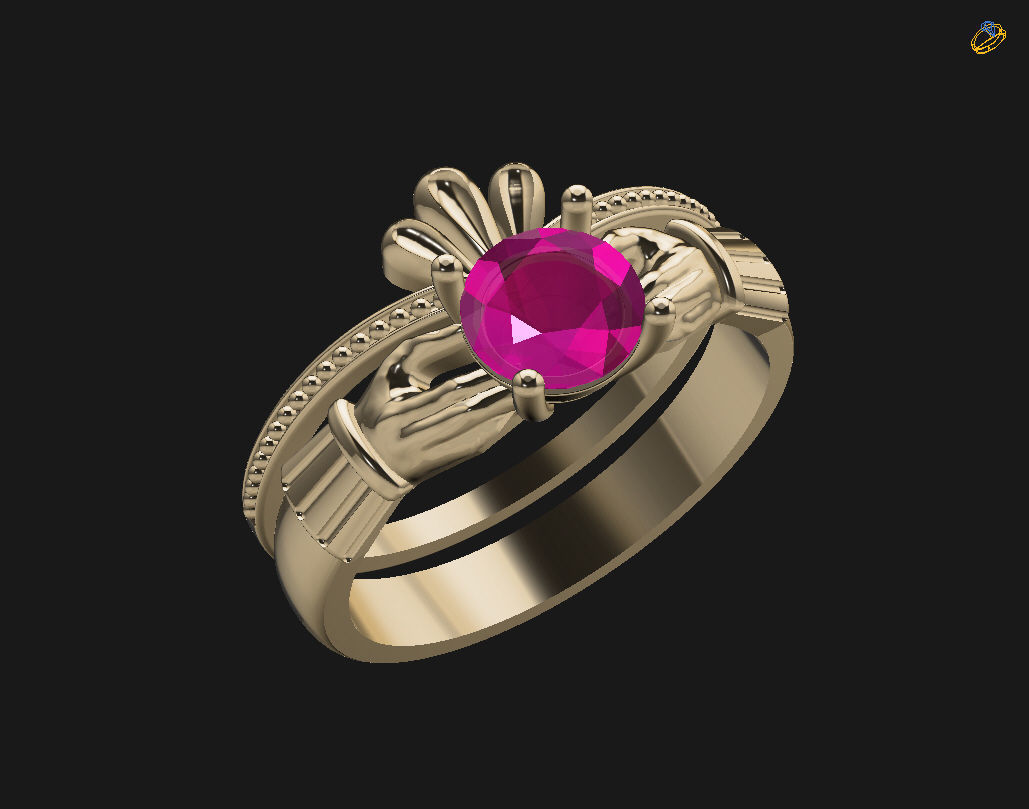 Claddagh ring 3D print model_26