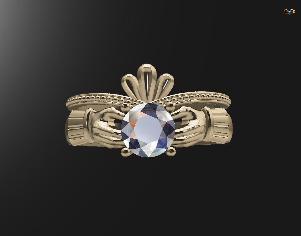Claddagh ring 3D print model_17