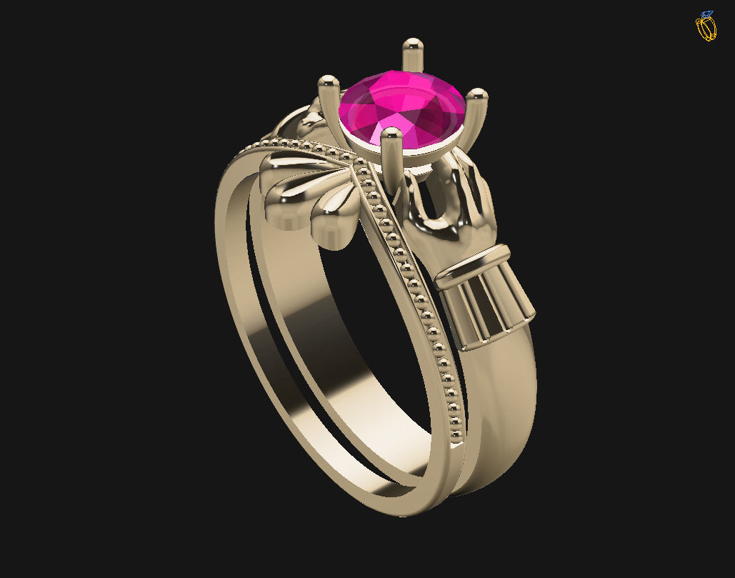 Claddagh ring 3D print model_28