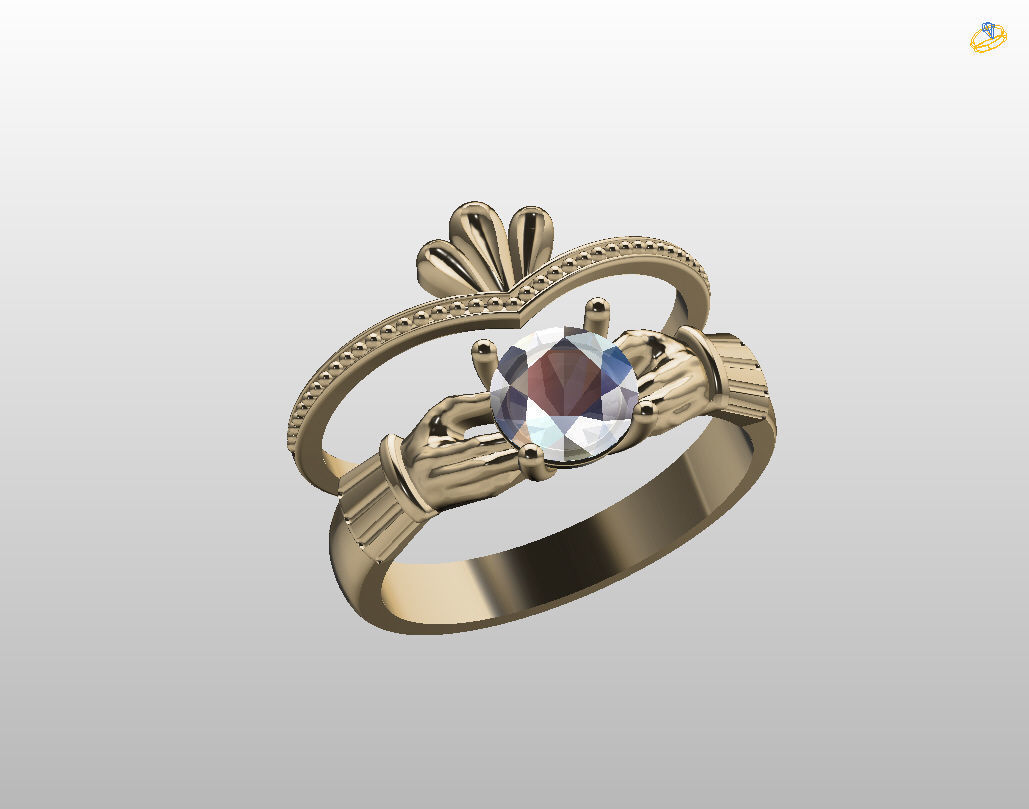 Claddagh ring 3D print model_14