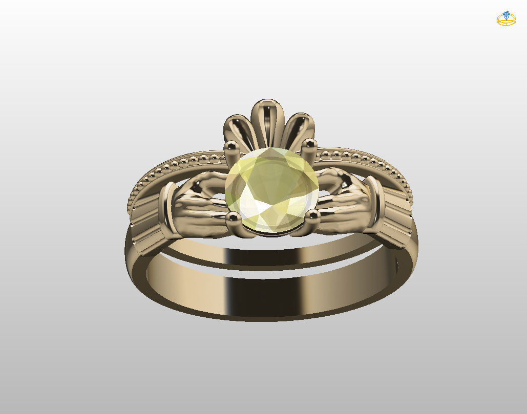 Claddagh ring 3D print model_33