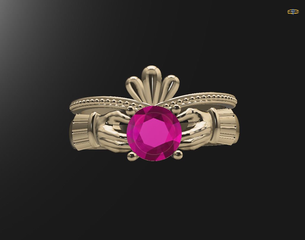 Claddagh ring 3D print model_23