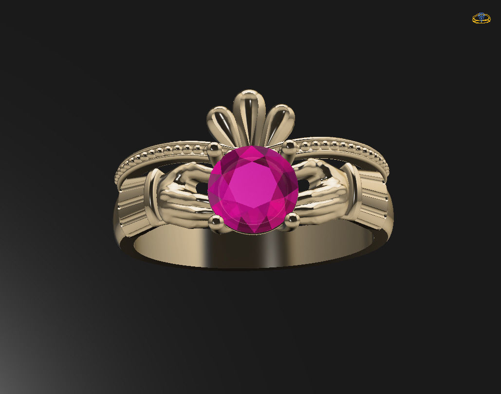 Claddagh ring 3D print model_25