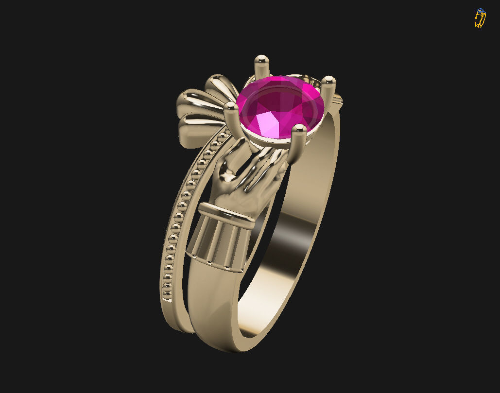 Claddagh ring 3D print model_27