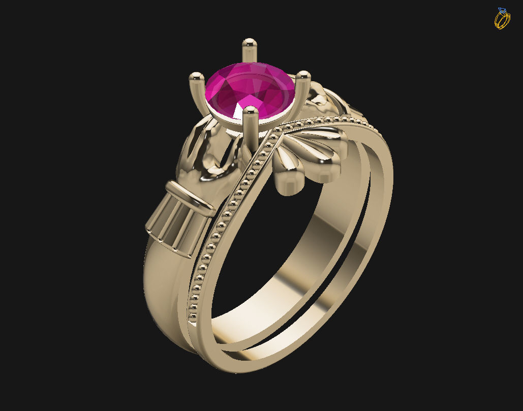 Claddagh ring 3D print model_31