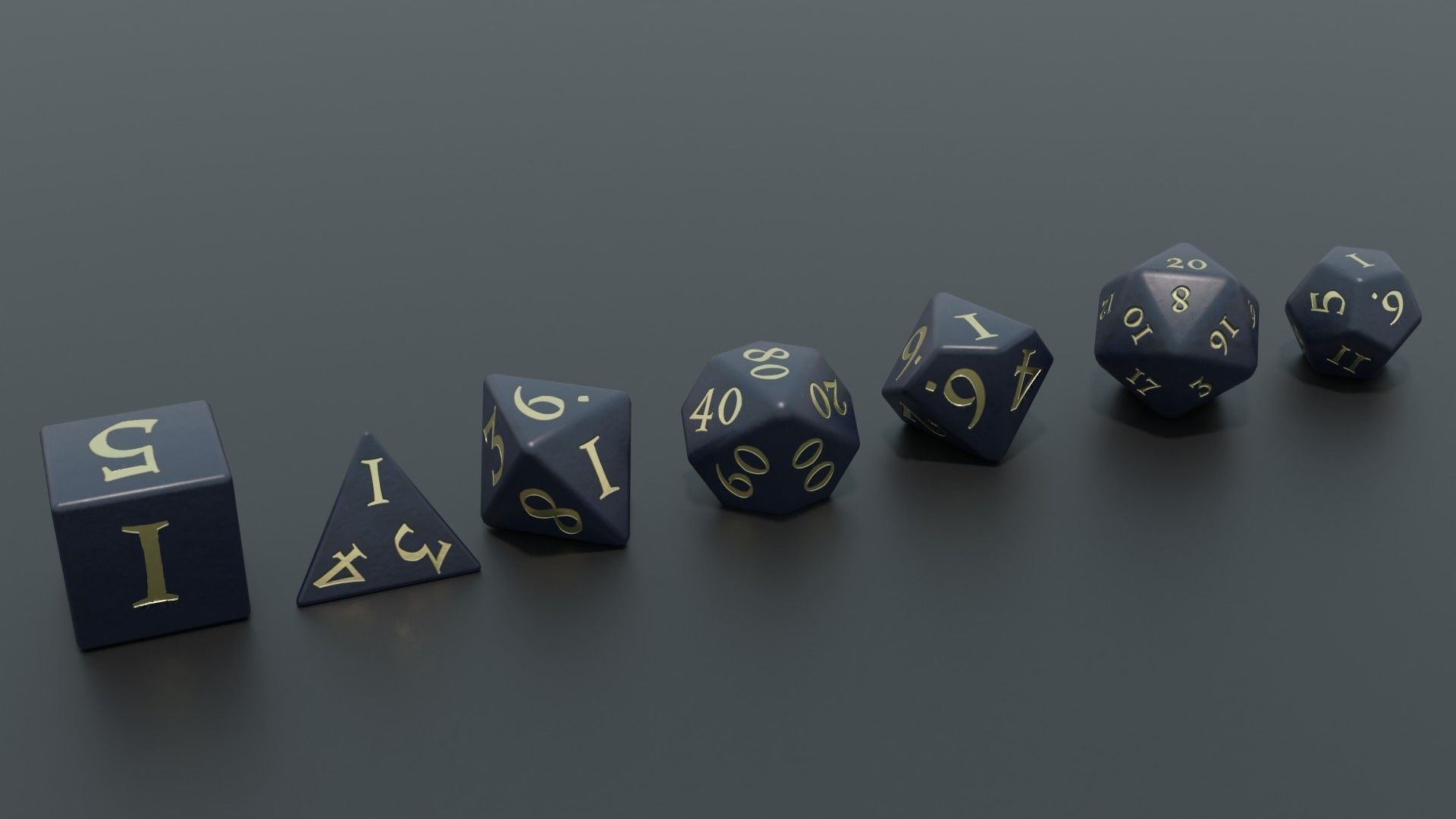 RPG dice asset darkblue gold Low-poly 3D model_1