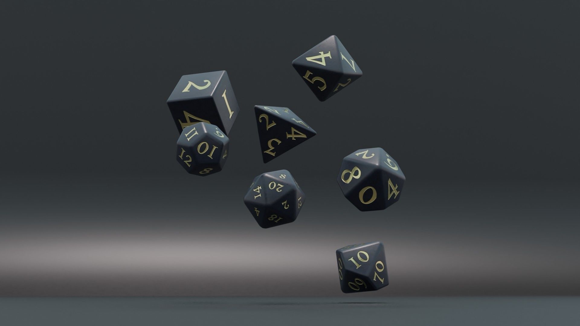 RPG dice asset darkblue gold Low-poly 3D model_6