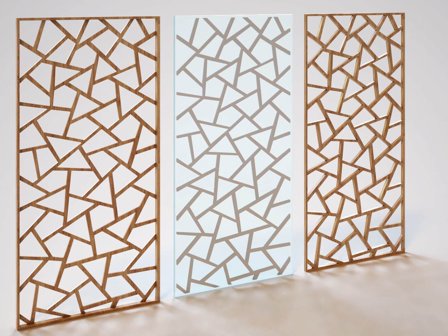 Partition set of three glass panels 3D model_1