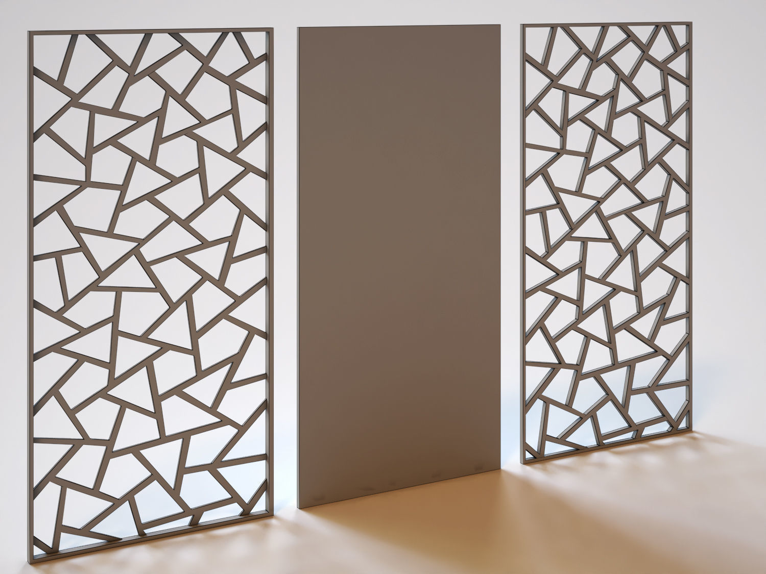 Partition set of three glass panels 3D model_3
