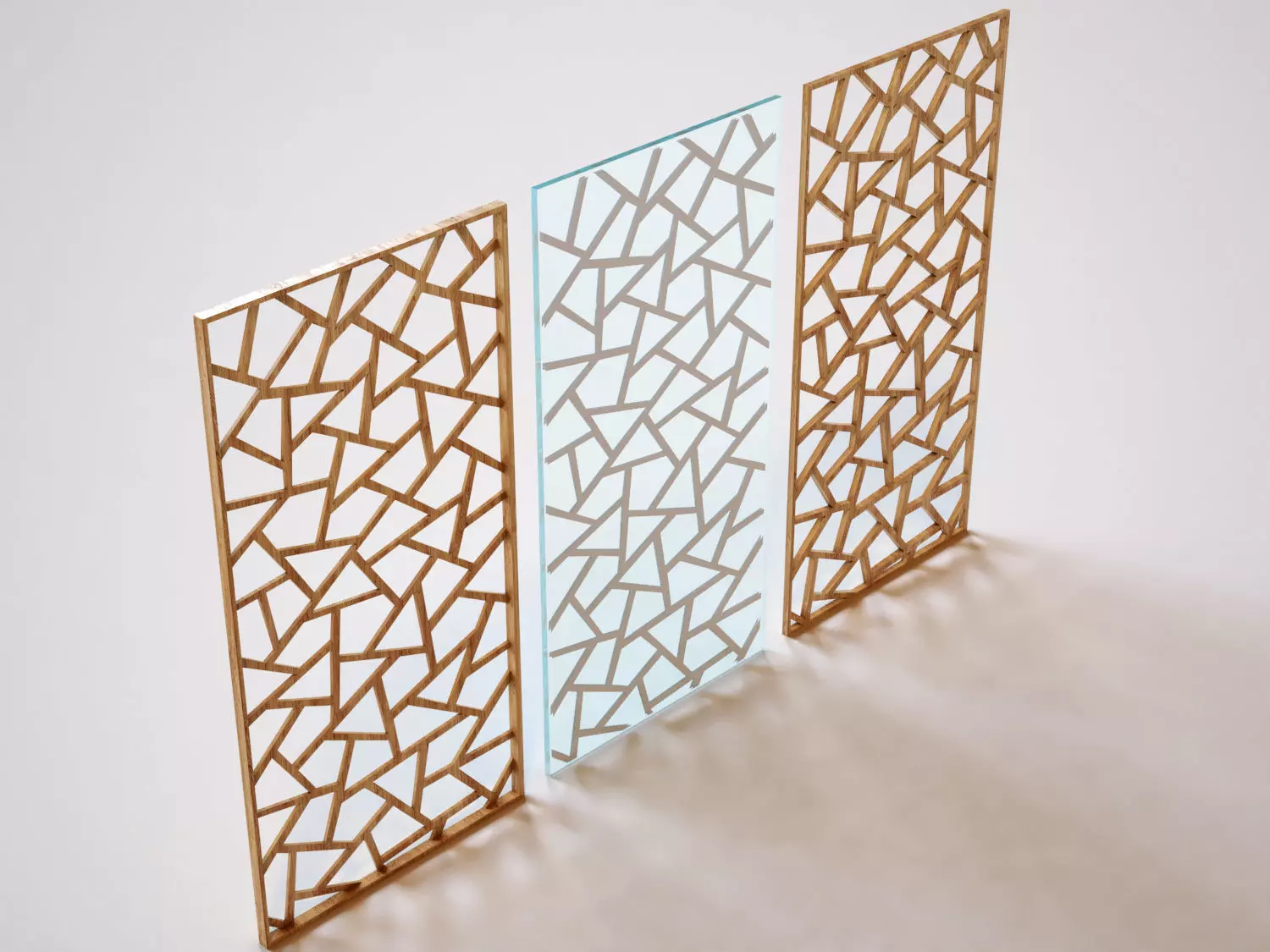 Partition set of three glass panels 3D model_0