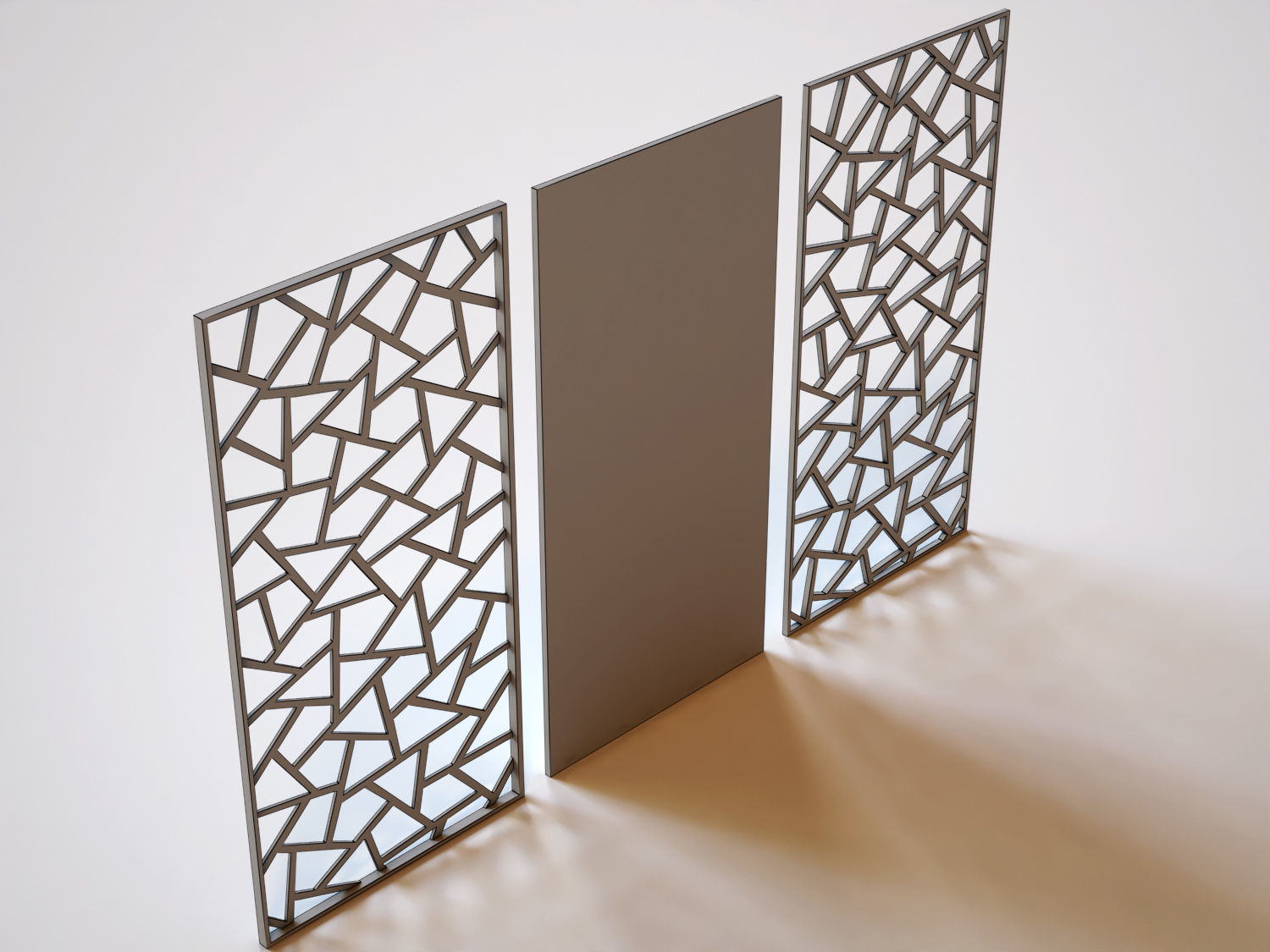 Partition set of three glass panels 3D model_2