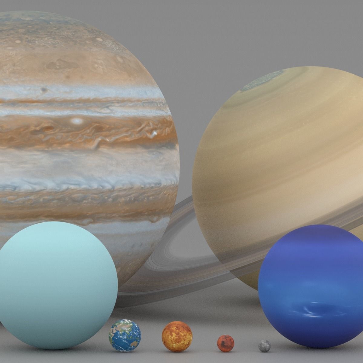 Solar System Planets In Scale Low-poly 3D model_10