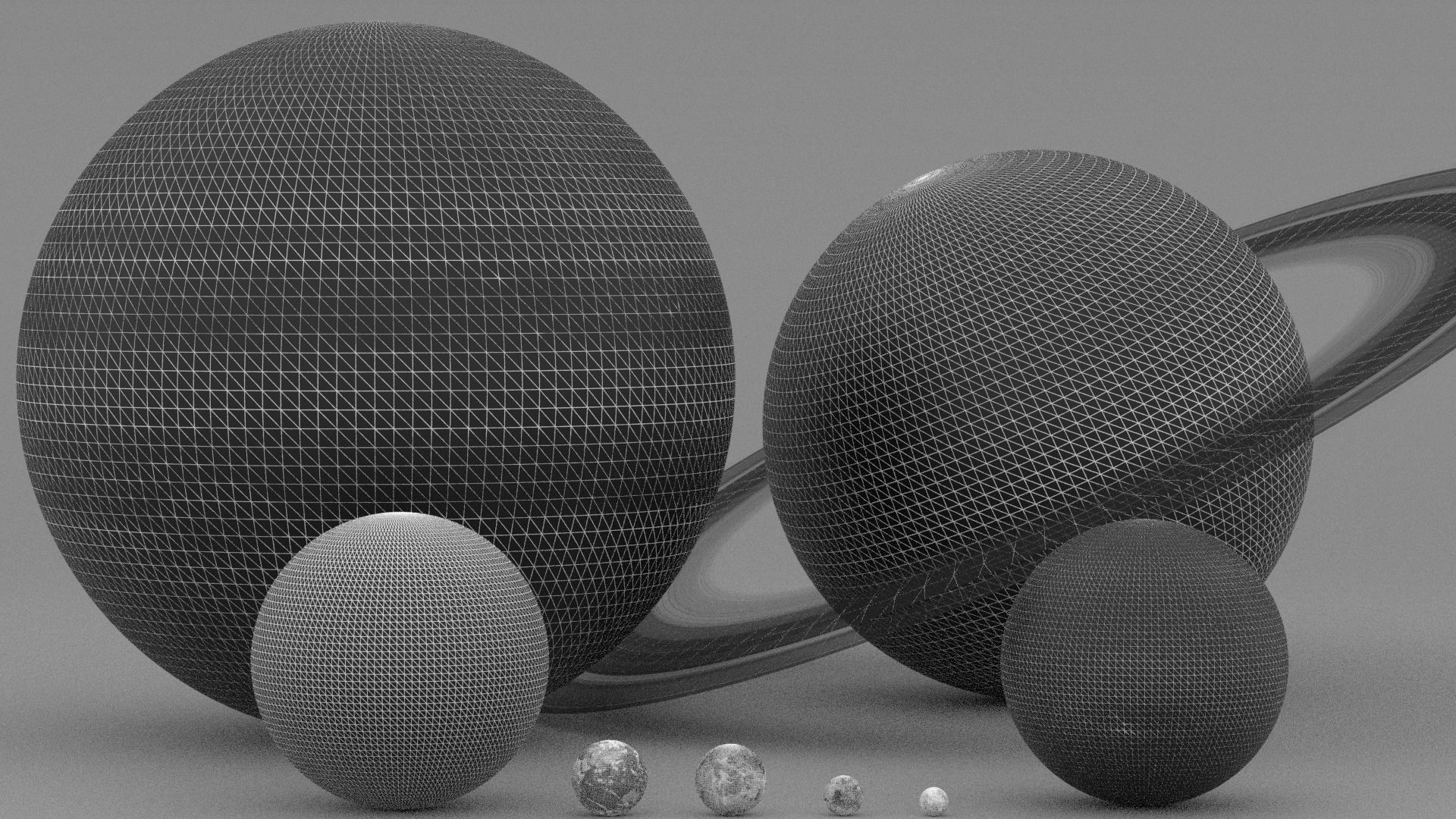 Solar System Planets In Scale Low-poly 3D model_13