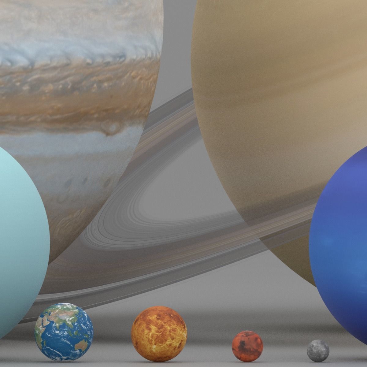 Solar System Planets In Scale Low-poly 3D model_12