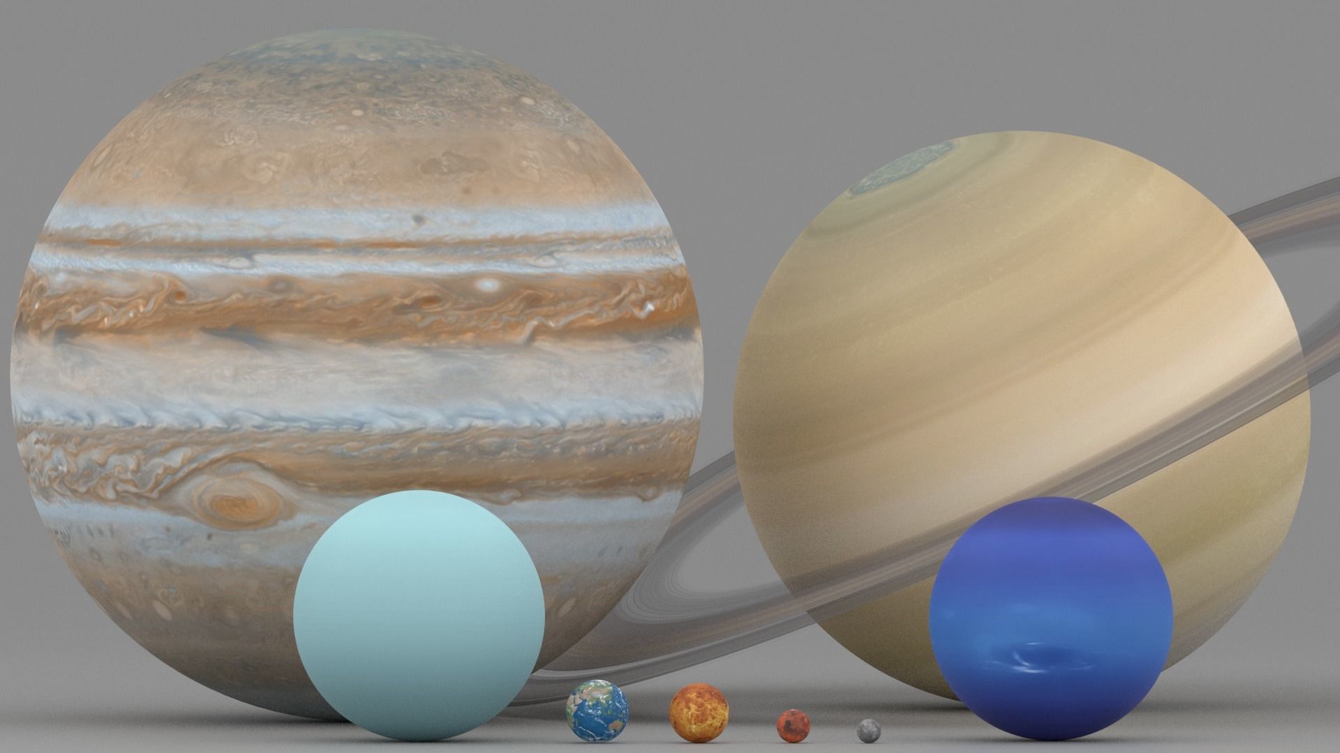 Solar System Planets In Scale Low-poly 3D model_9