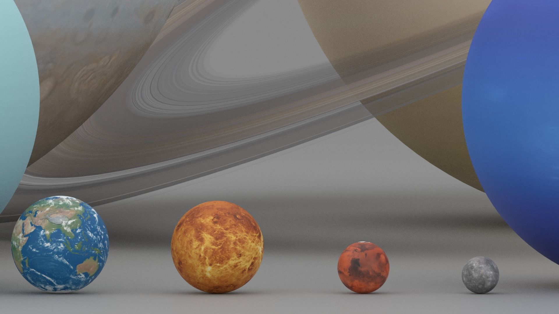 Solar System Planets In Scale Low-poly 3D model_7
