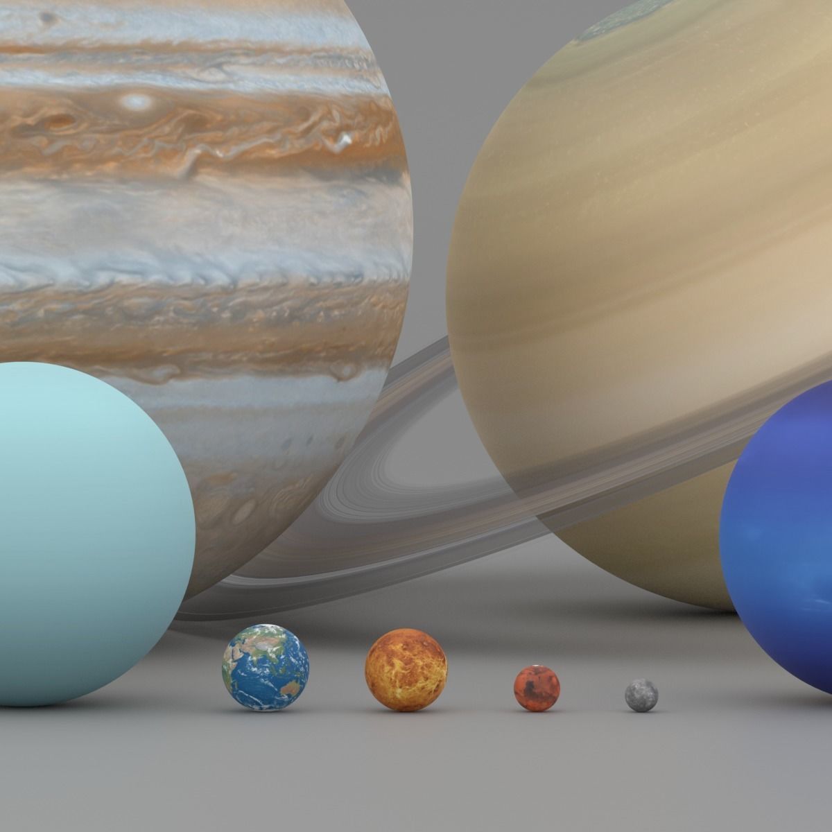 Solar System Planets In Scale Low-poly 3D model_15