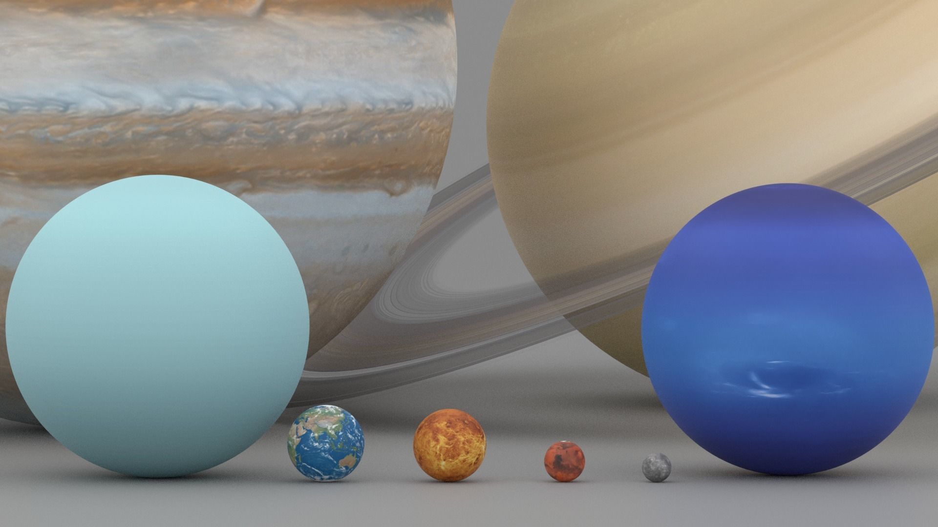 Solar System Planets In Scale Low-poly 3D model_6