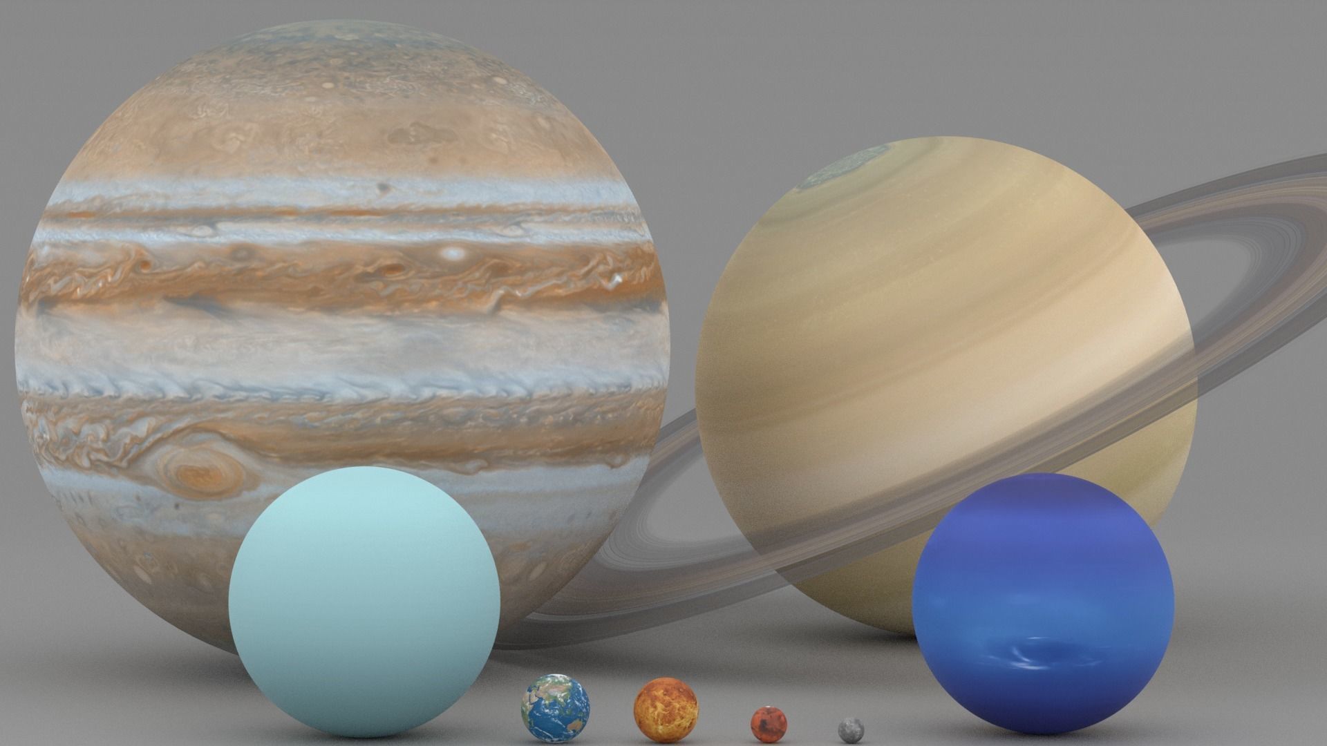 Solar System Planets In Scale Low-poly 3D model_8