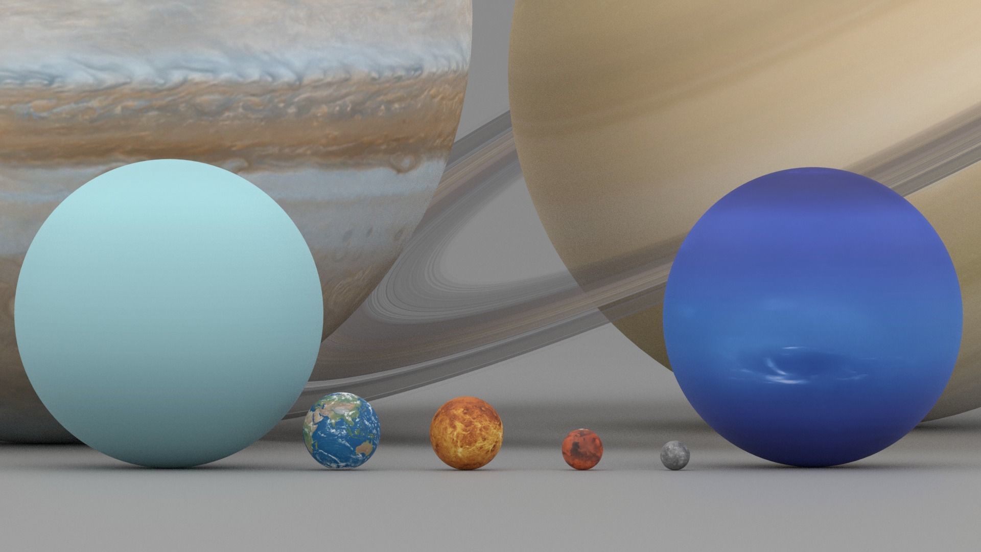 Solar System Planets In Scale Low-poly 3D model_4