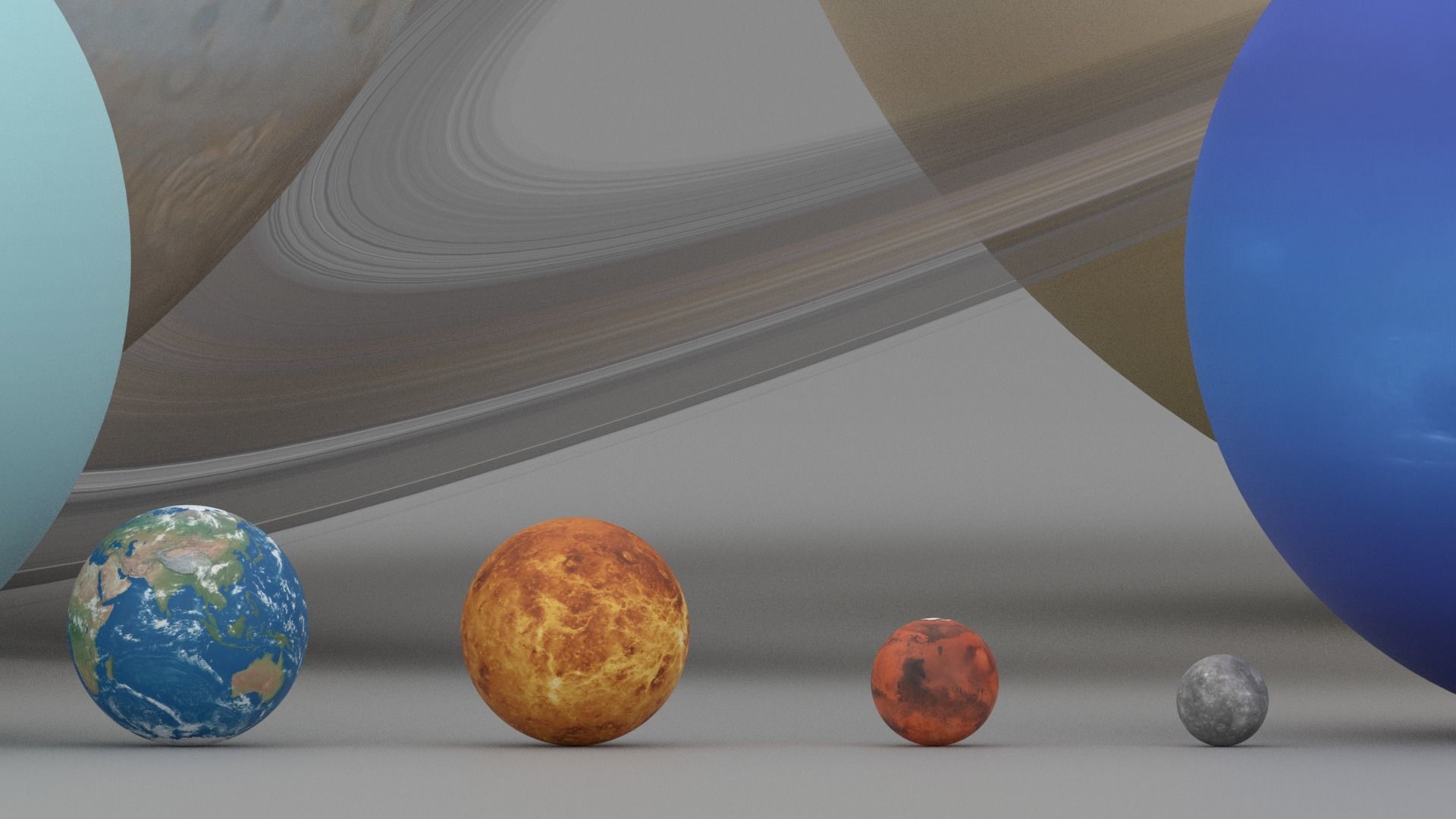 Solar System Planets In Scale Low-poly 3D model_5