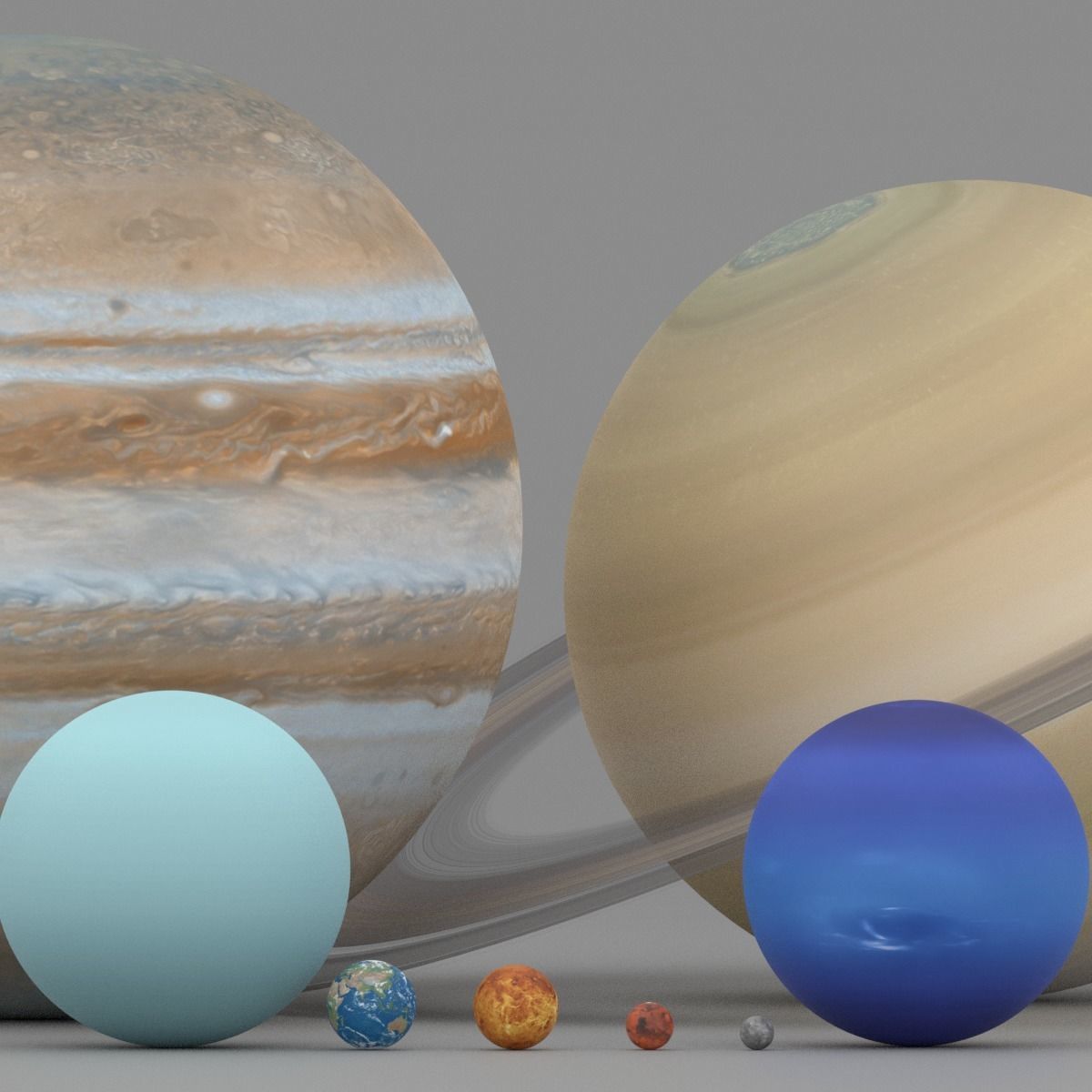 Solar System Planets In Scale Low-poly 3D model_11