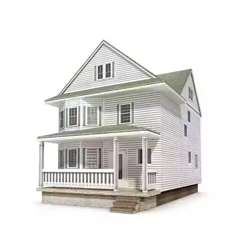 Two Story House With A Full Porch 3D model