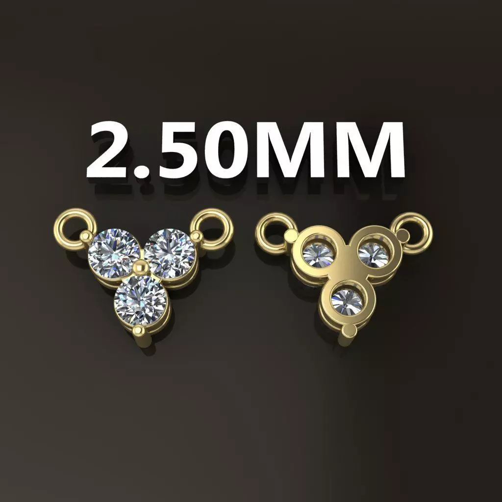 3 Stone Triangle Frame Solitaire Pendant 2mm50 3D print model_0