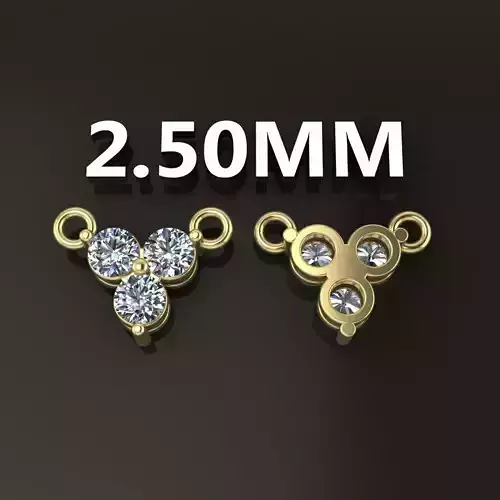 3 Stone Triangle Frame Solitaire Pendant 2mm50