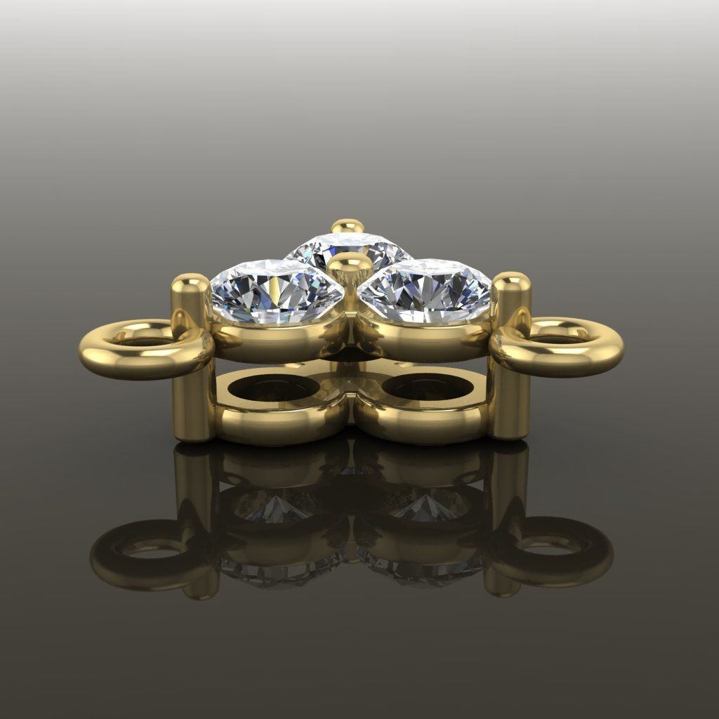 3 Stone Triangle Frame Solitaire Pendant 2mm50 3D print model_4