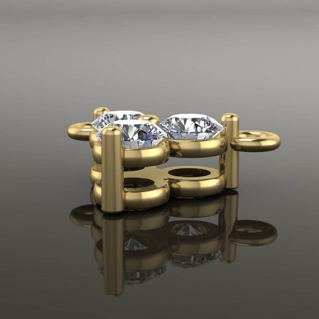 3 Stone Triangle Frame Solitaire Pendant 2mm50 3D print model_6