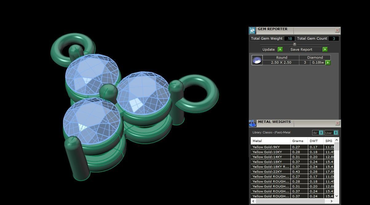 3 Stone Triangle Frame Solitaire Pendant 2mm50 3D print model_9