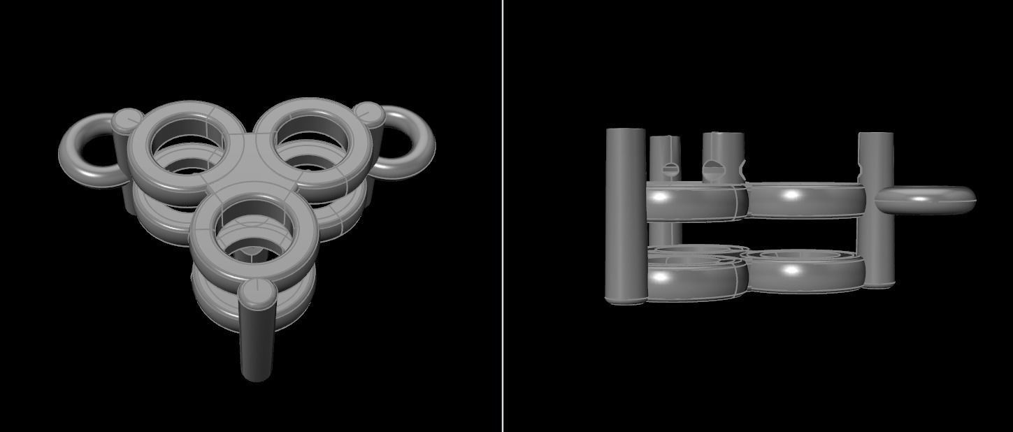 3 Stone Triangle Frame Solitaire Pendant 2mm50 3D print model_14