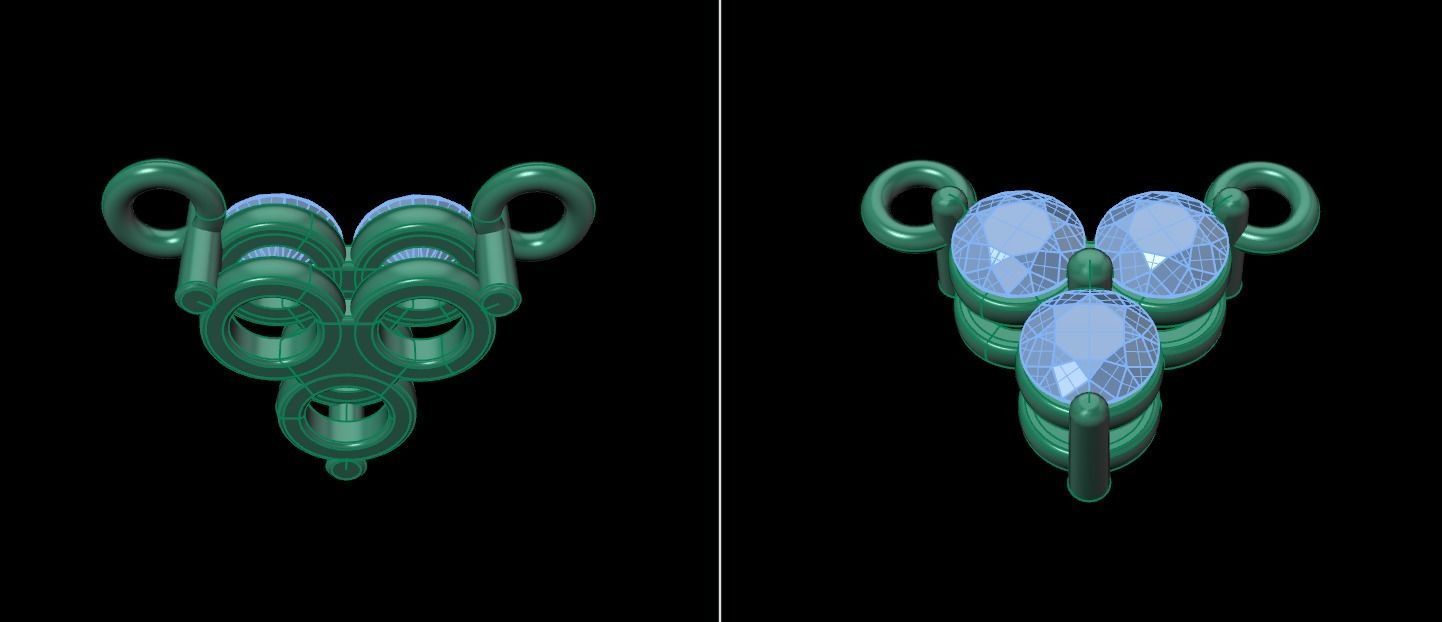 3 Stone Triangle Frame Solitaire Pendant 2mm50 3D print model_13