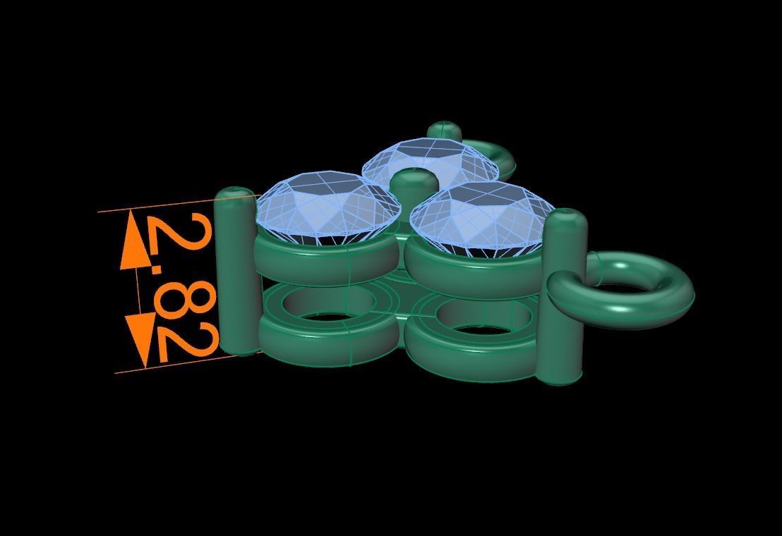 3 Stone Triangle Frame Solitaire Pendant 2mm50 3D print model_11