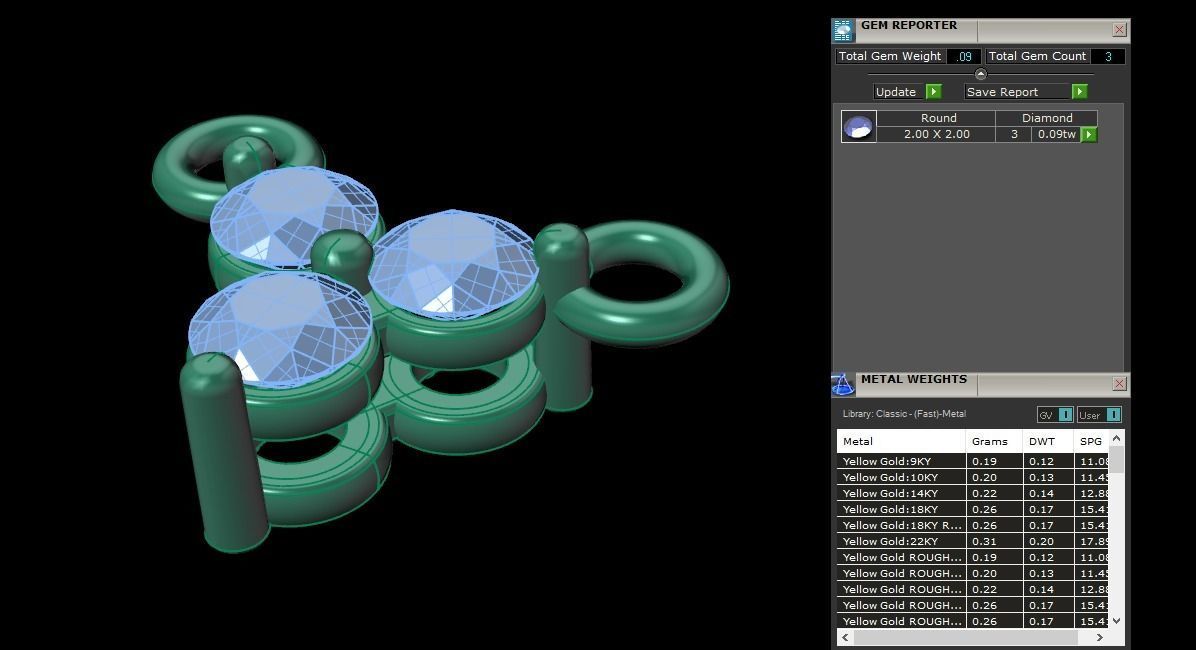 3 Stone Triangle Frame Solitaire Pendant 2mm 3D print model_10