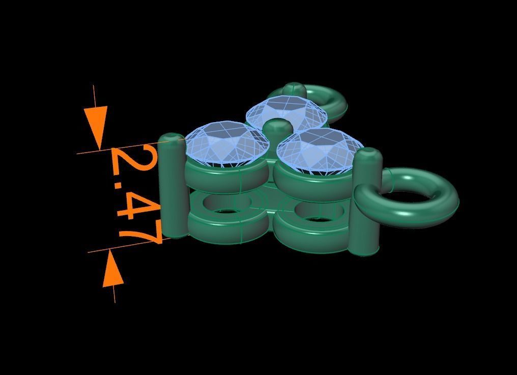 3 Stone Triangle Frame Solitaire Pendant 2mm 3D print model_11