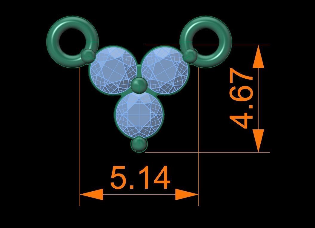 3 Stone Triangle Frame Solitaire Pendant 2mm 3D print model_12