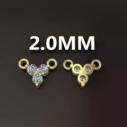 3 Stone Triangle Frame Solitaire Pendant 2mm