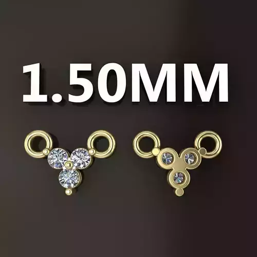 3 Stone Triangle Frame Solitaire Pendant 1mm50