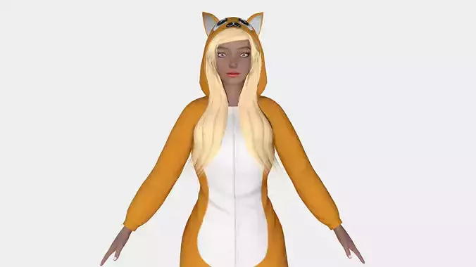 Girl kigurumi cat Low-poly 3D model