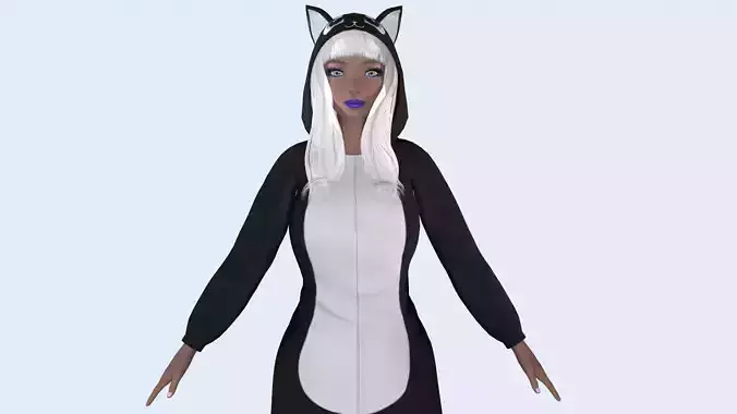 Girl kigurumi cat 2 Low-poly 3D model