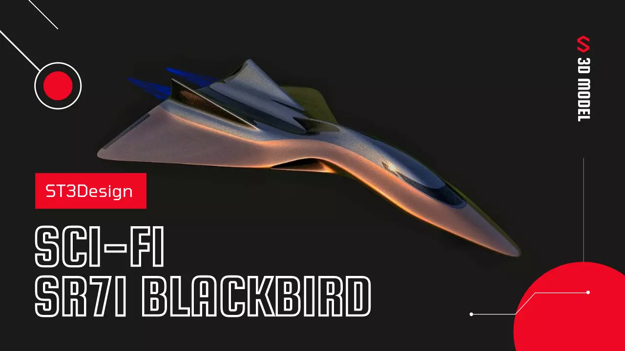 Sci-fi air fighter inspired by the SR71 blackbird 3D model